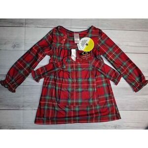 North Pole Trading Co Girls Plaid Sleepwear Pajama‎ Set 3T Red Green Tartan